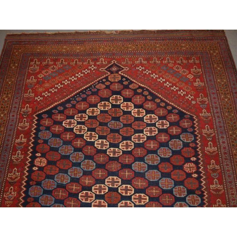 Hand-Woven Antique Afshar Long Rug with Large Medallion Design, circa 1880 For Sale