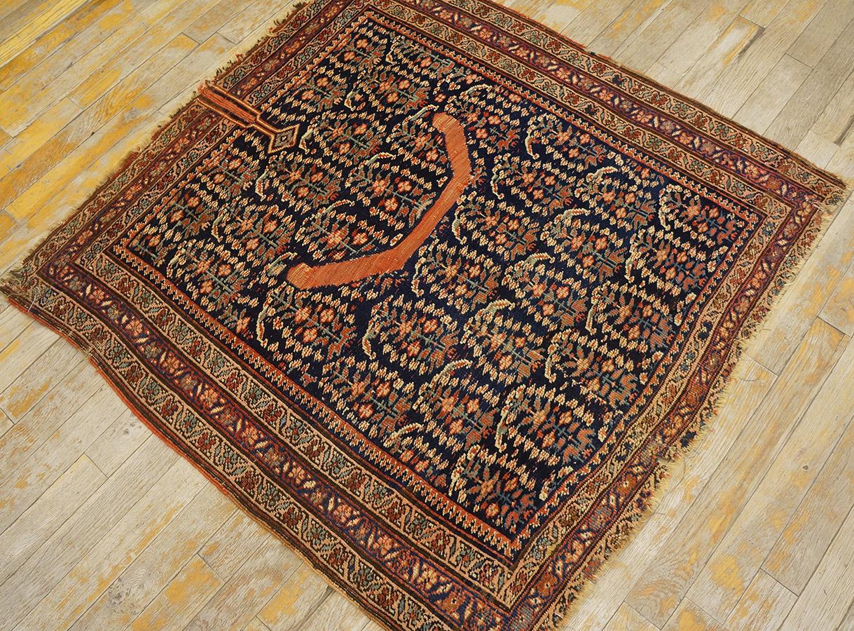 Hand-Knotted 19th Century Persian Afshar Saddle Carpet ( 3'2