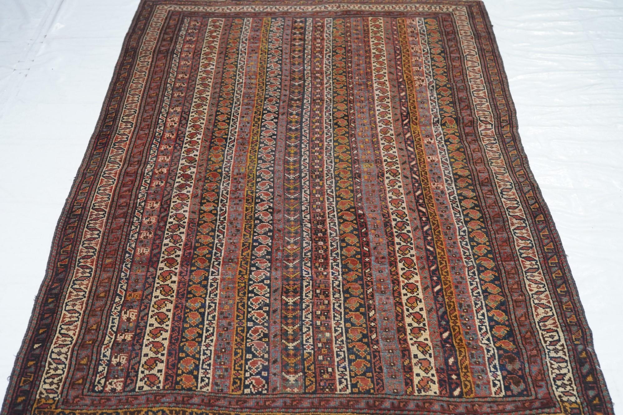 Antique Afshar Persian Rug 4'0'' x 6'2'' For Sale 3