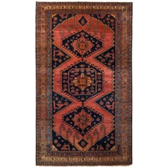 Antique Afshar Persian Rug Red Brown and Blue Geometric Pattern