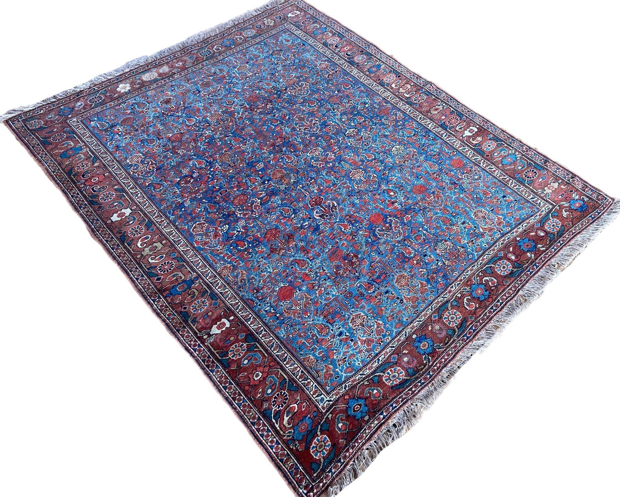 Antique Afshar Rug 1.70m x 1.42m In Distressed Condition For Sale In St. Albans, GB