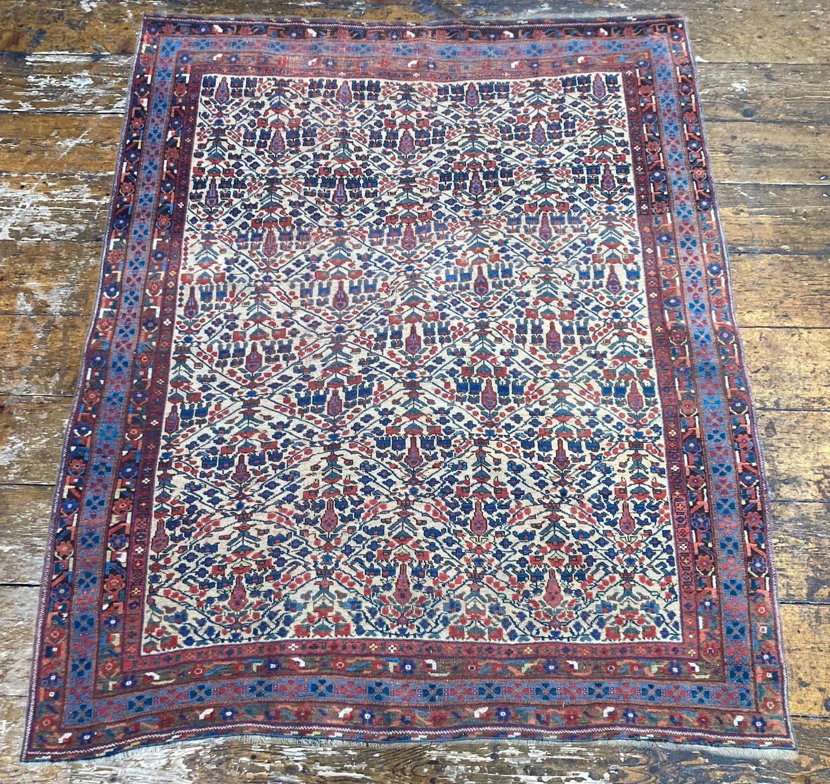 Inizio XX secolo Tappeto antico Afshar 1,90m x 1,56m in vendita