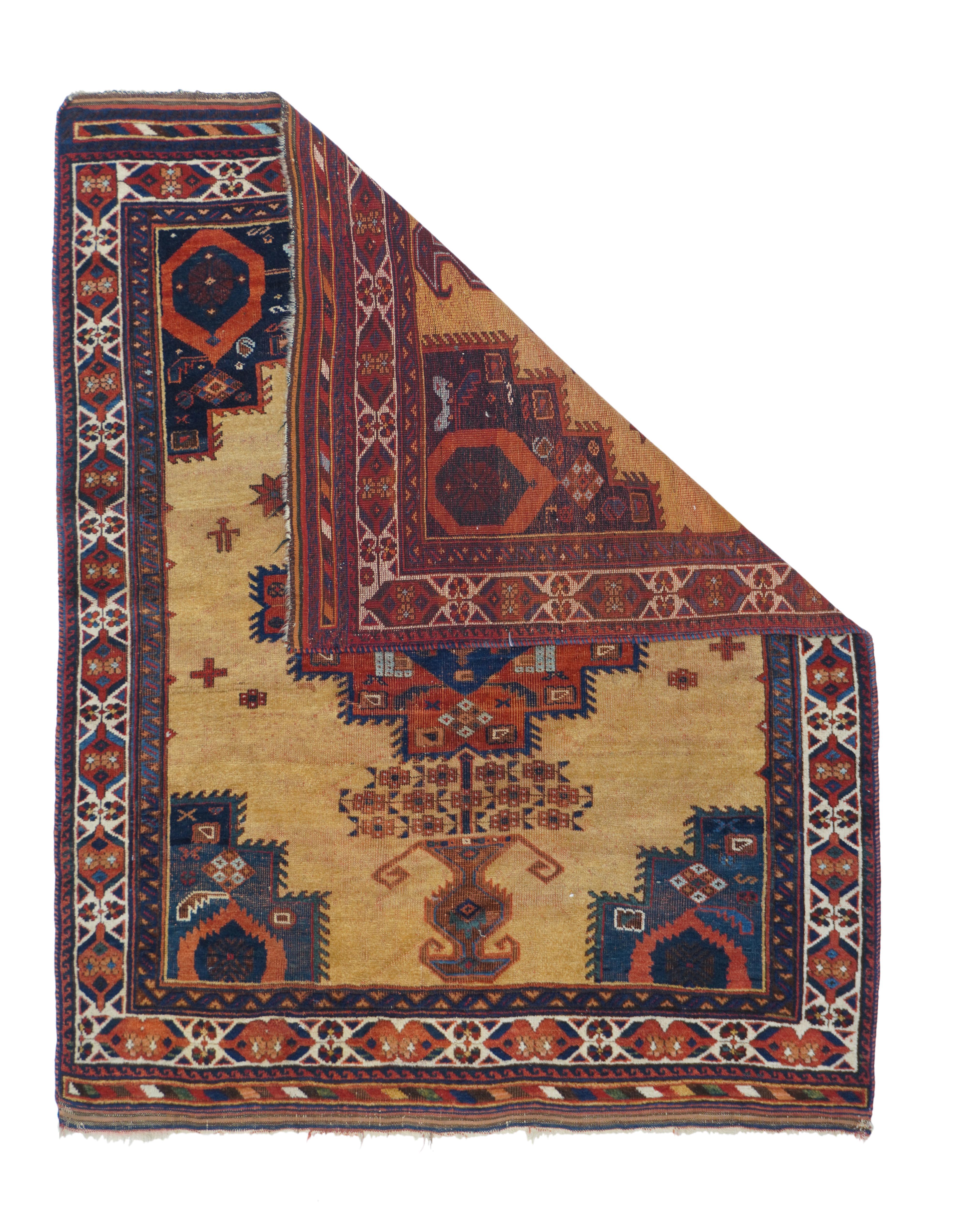 Antiker Afshar-Teppich 3'10'' x 4'8''.