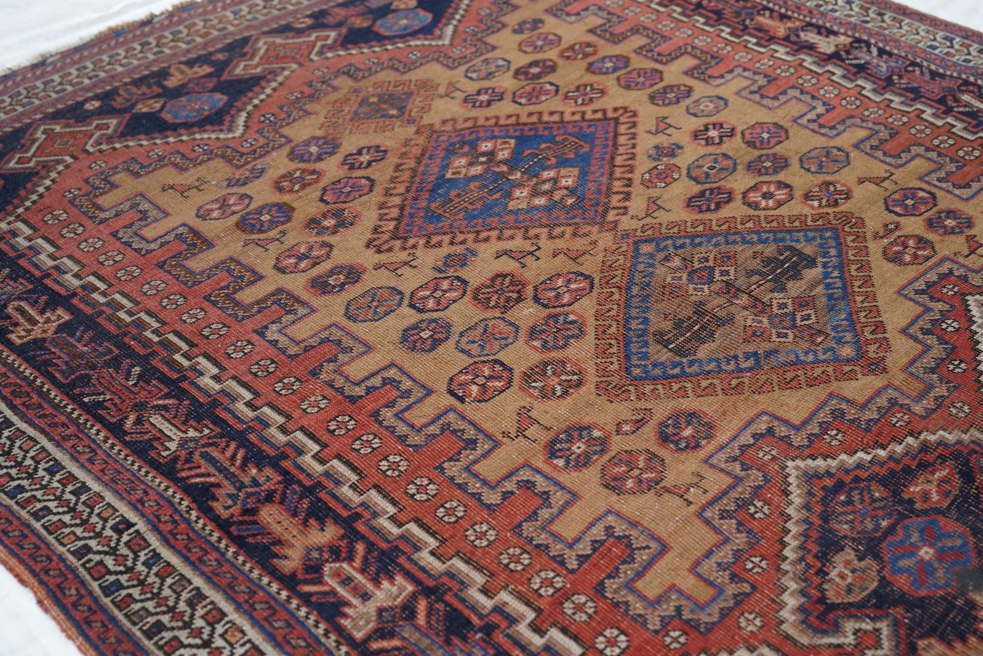 Late 19th Century Antique Afshar Rug For Sale