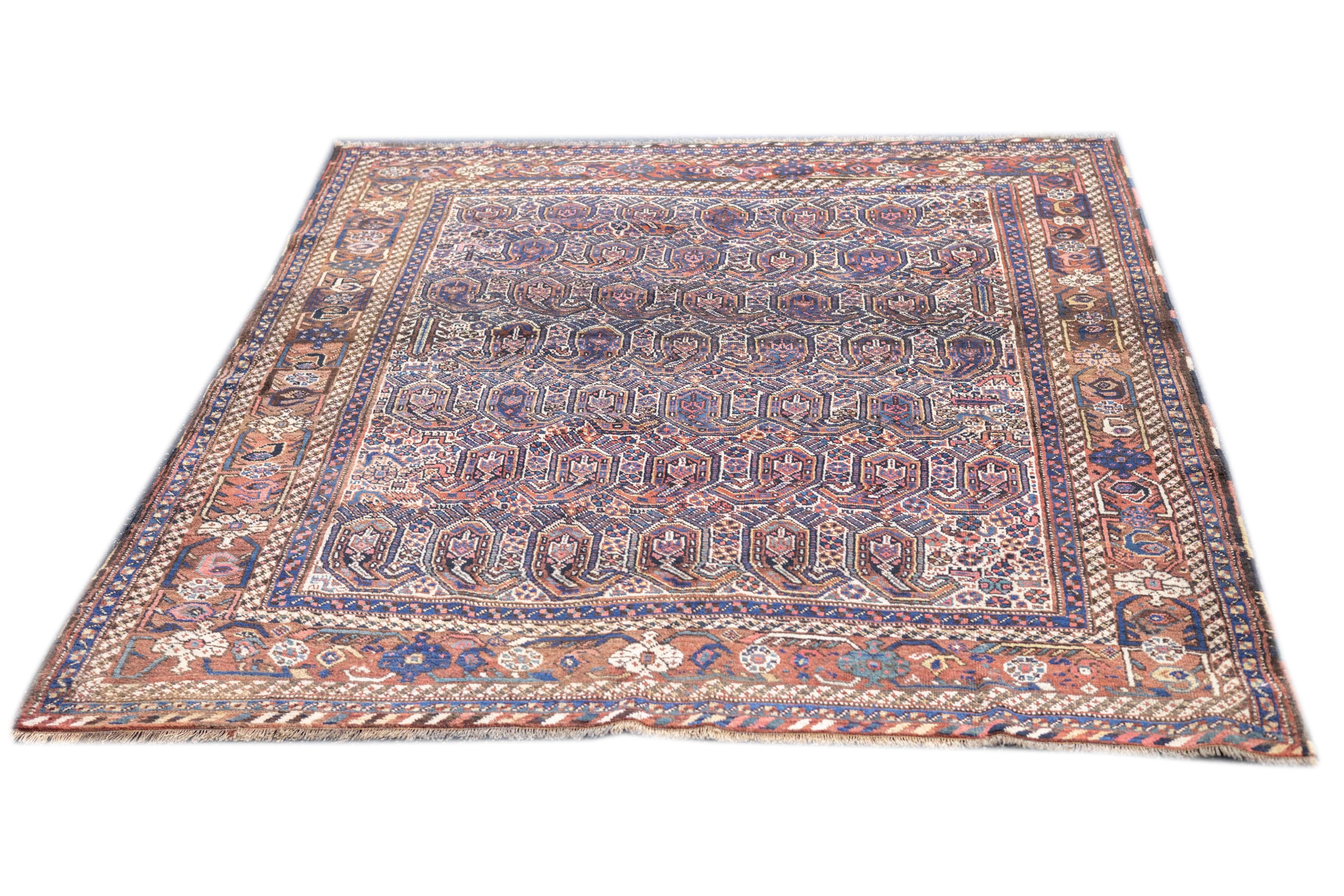 Hand-Knotted Antique Afshar Rug 5'2'' x 6'0