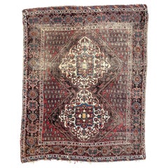 Antique Afshar Rug in Rare Square Size