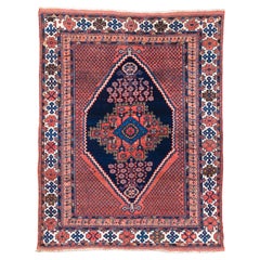 Antique Afshar Rug with Blue and Red Tones and a Majestic Medallion