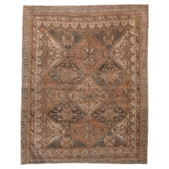 Tapis ancien Afshar à motif de médaillon en forme de diamant dans les tons de terre