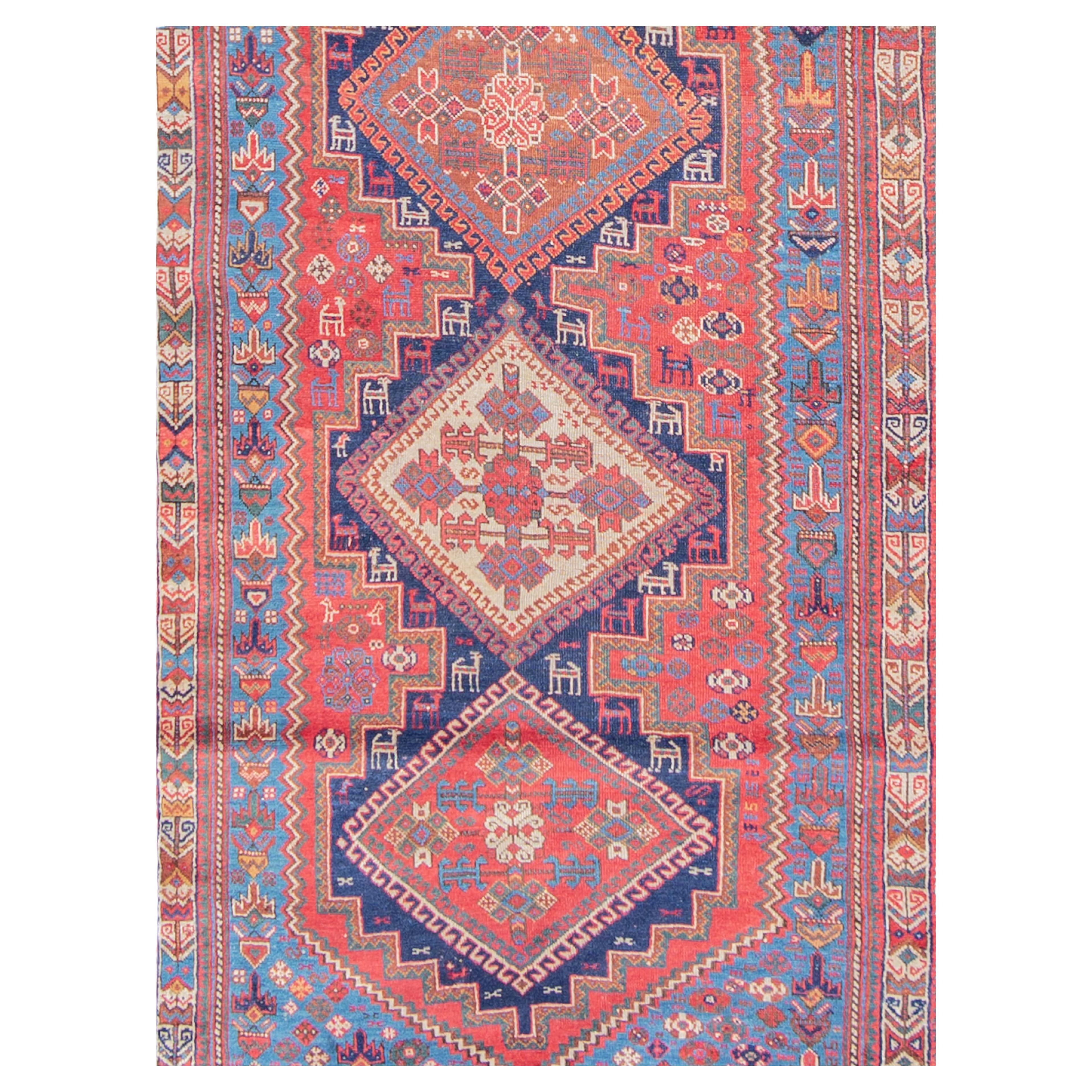 Antique Afshar Runner, Late 19th Century, 3'5" × 12'2" For Sale
