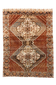 Antique Afshar Style Rug with Diamond Medallions