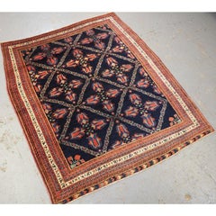 Antique Afshar Tribal Rug with Lattice and Flowering Tulip Design