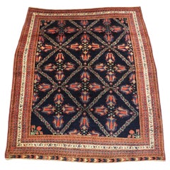Antique Afshar Tribal Rug with Lattice and Flowering Tulip Design