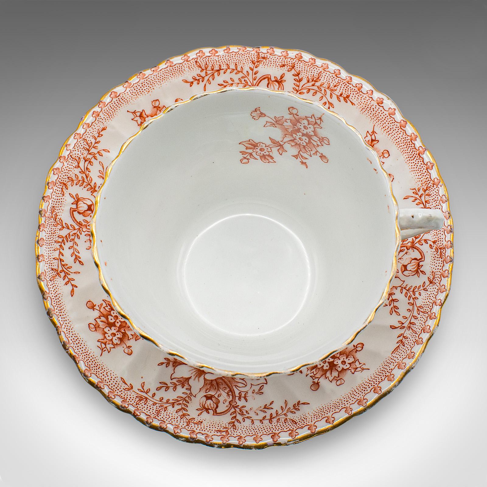 Porcelaine Service à thé d'après-midi anglais, Chine d'os, tasse et soucoupe, assiette, victorien en vente