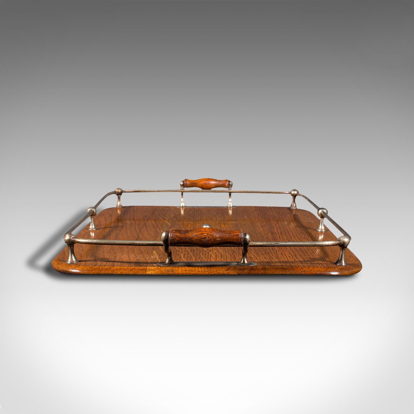 Antique Afternoon Tea Tray, English, Oak, Serving Platter, Edwardian, Circa 1910 In Good Condition In Hele, Devon, GB