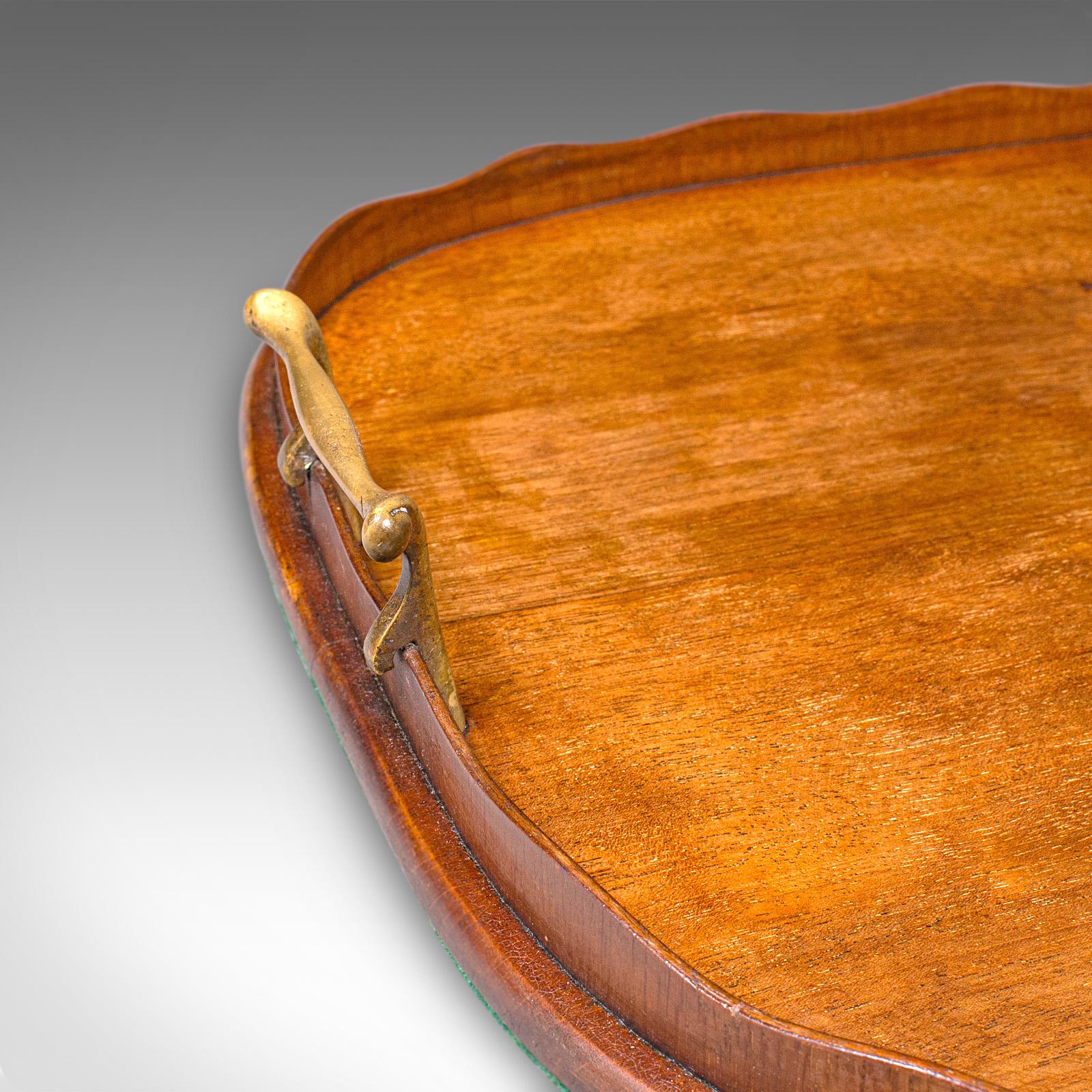 Plateau ancien pour le thé de l'après-midi, noyer anglais, plateau de service en bois satiné, édouardien 1