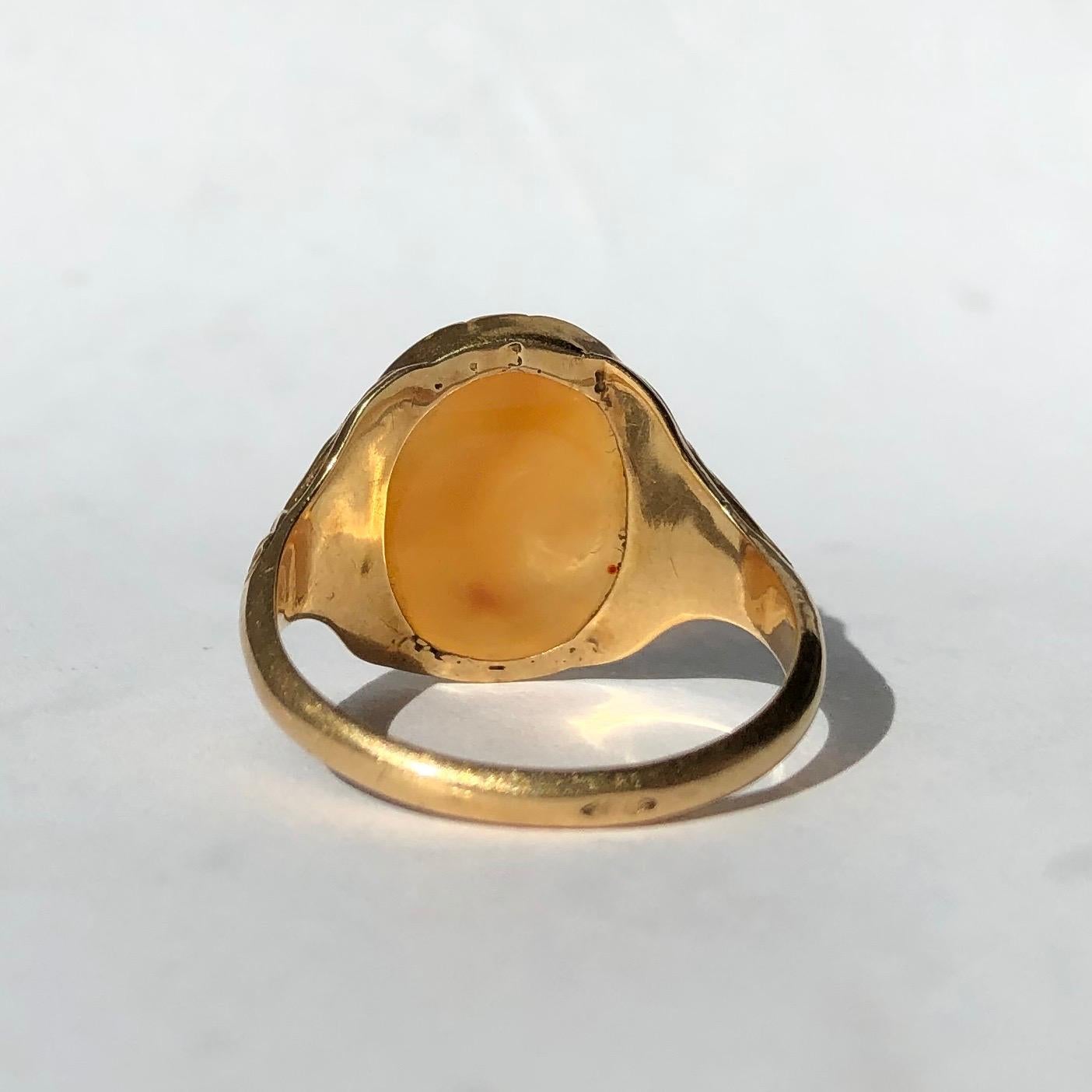 Edwardian Antique Agate and 9 Carat Gold Signet Ring