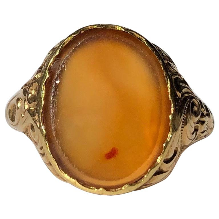 Antique Agate and 9 Carat Gold Signet Ring