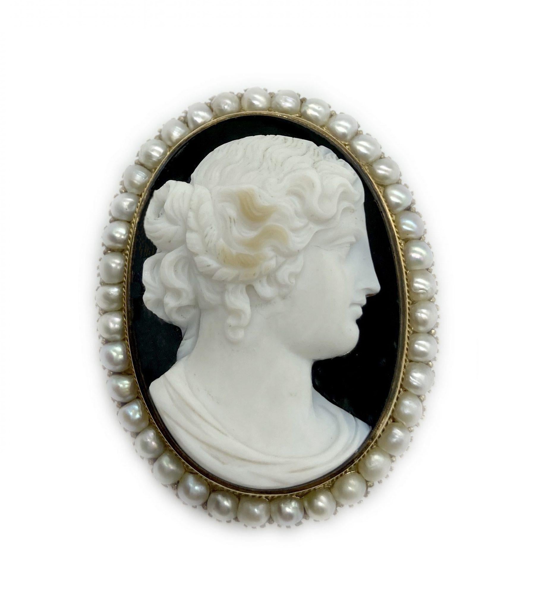 cameo brooch with pearls