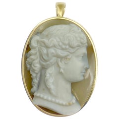 Antique Agate Cameo Pendant Brooch