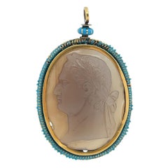 Antique Agate Cameo Pendant