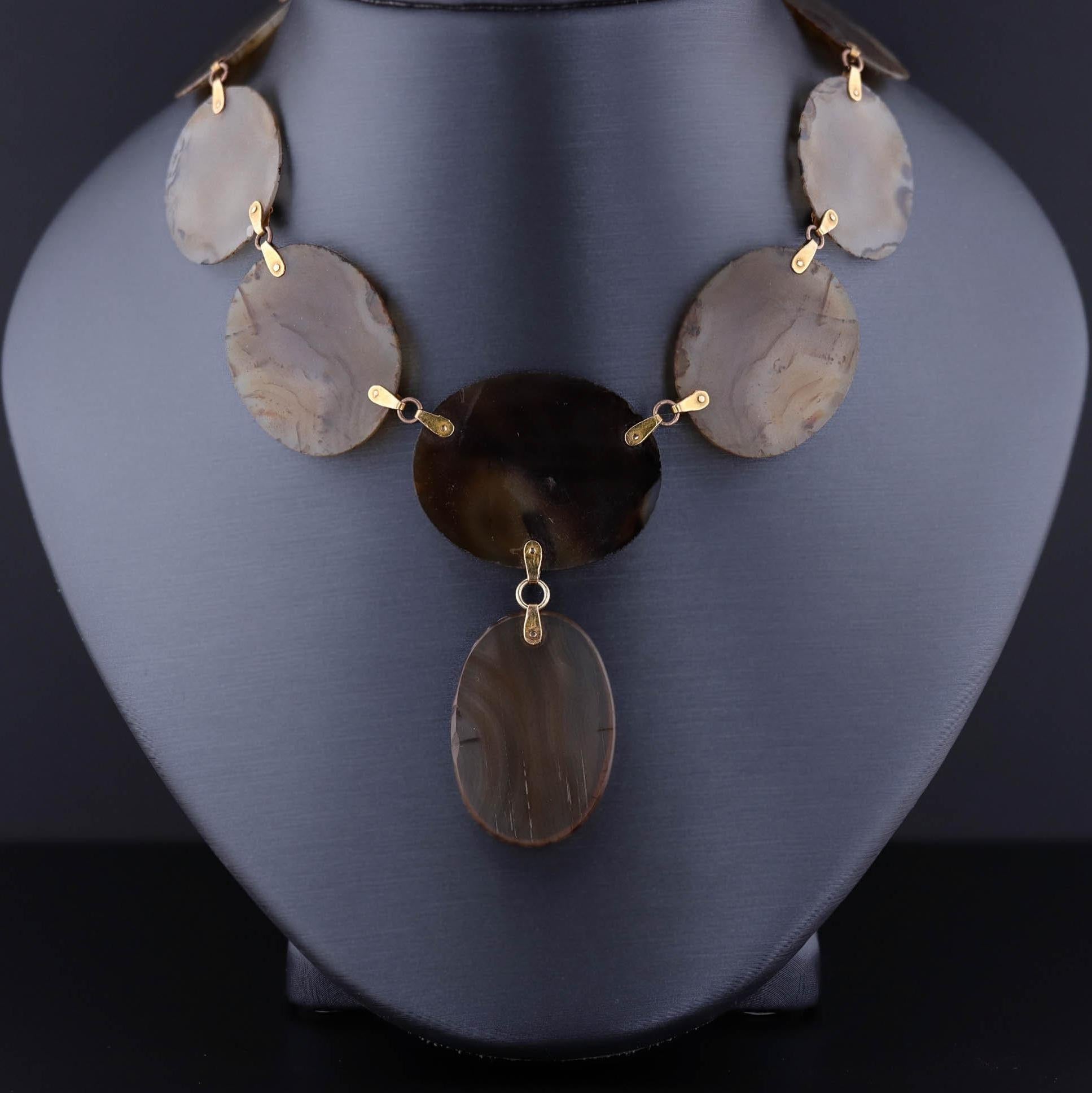 Collana antica di agata in oro 18 carati In condizioni buone in vendita a Lewisburg, PA