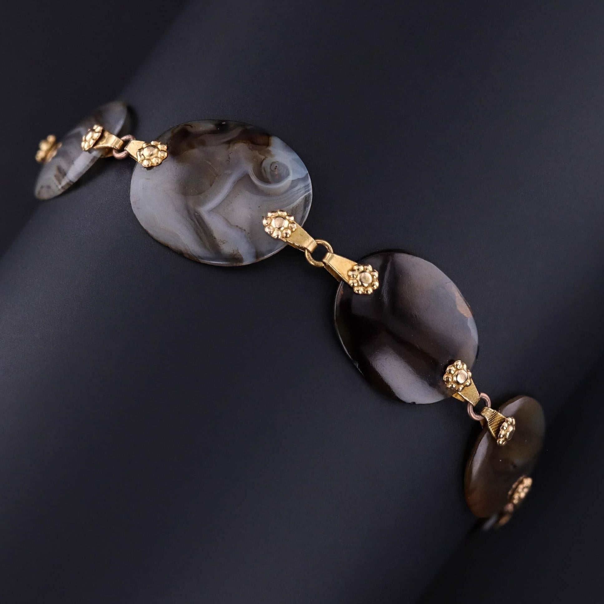 Collana antica di agata in oro 18 carati in vendita 1