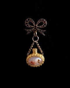 Antique Agate Scent Bottle, Bohemian Garnet Bow Brooch