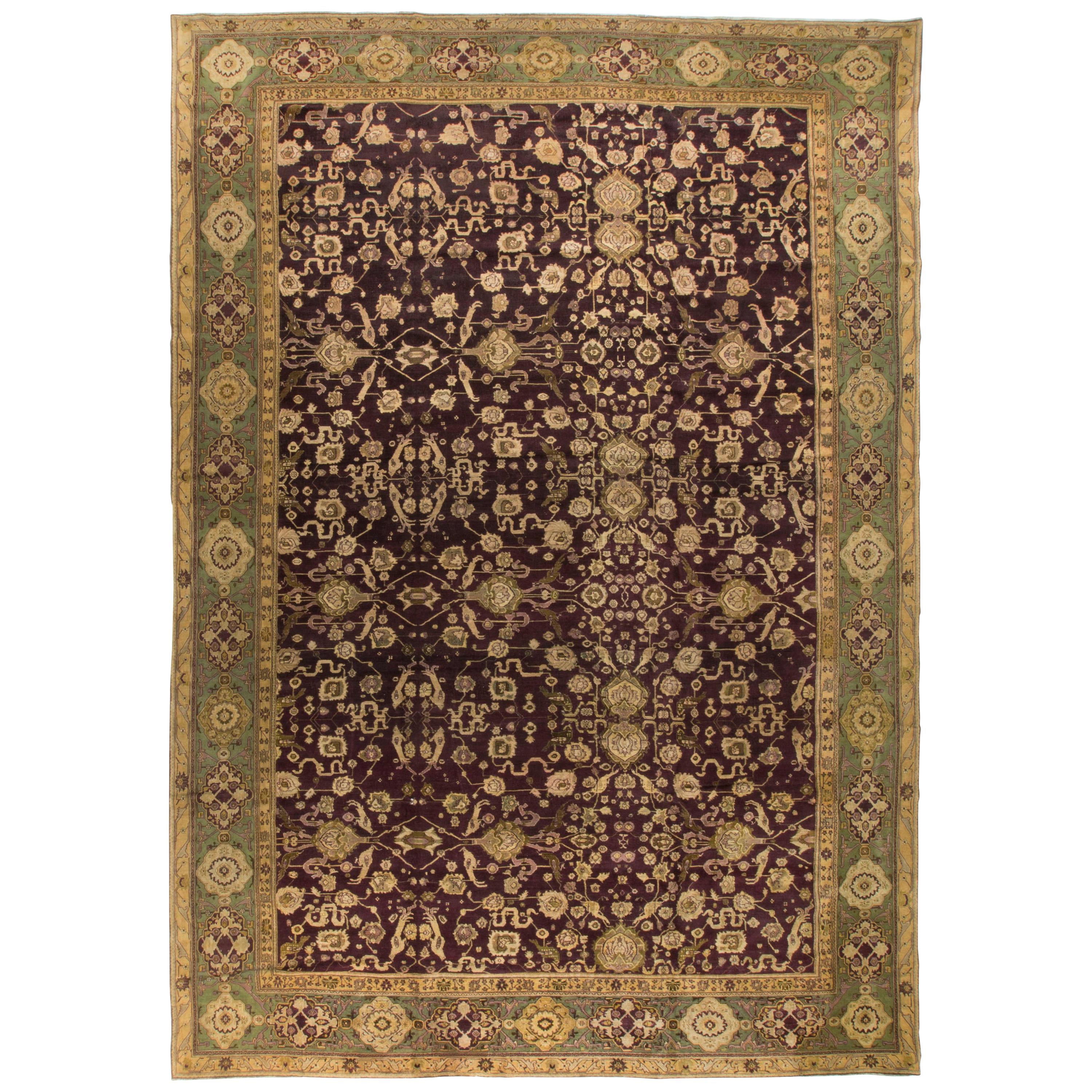 Antique Oversize Agra Rug, circa 1890 13'5" x 20'0. For Sale