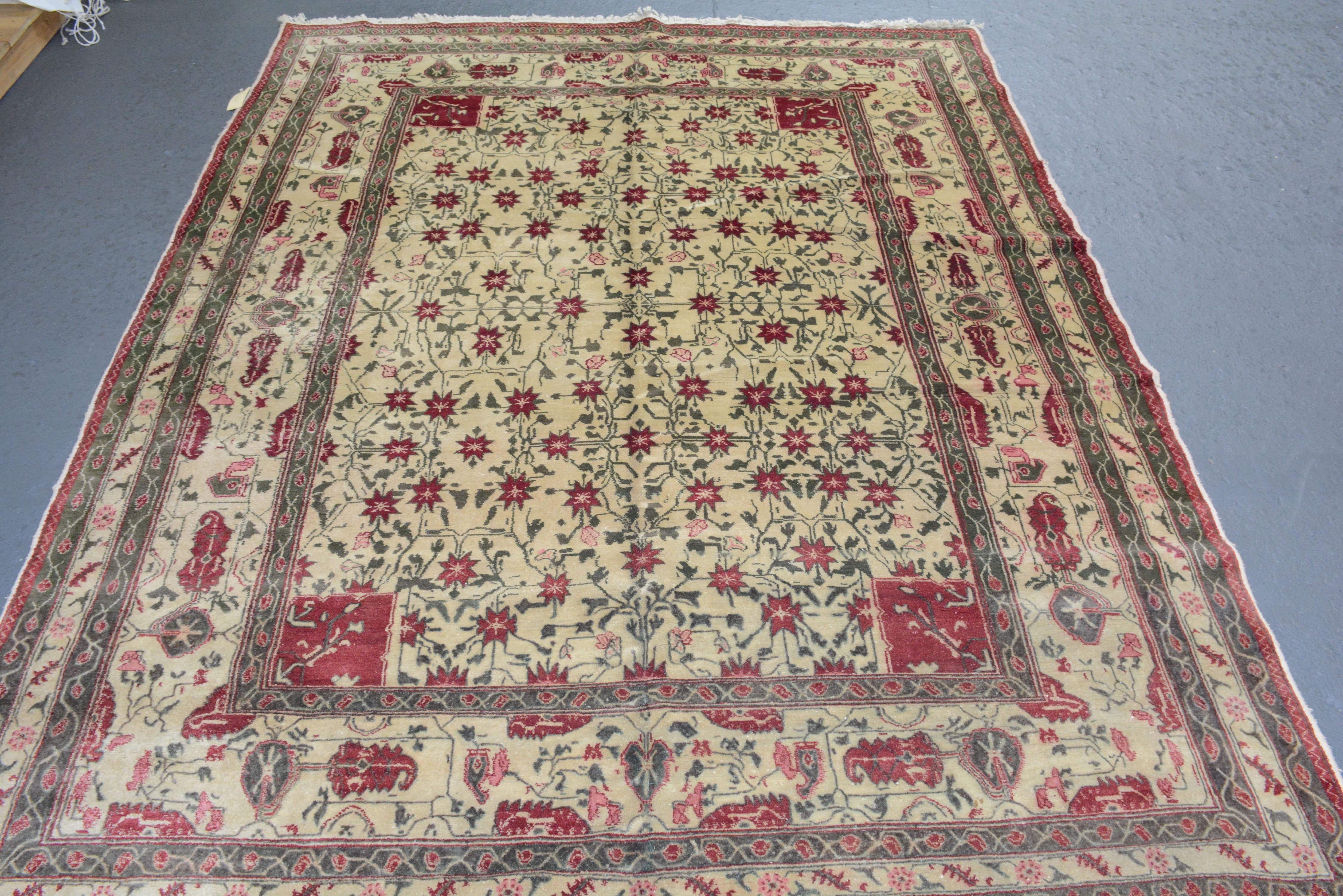 Woven Antique Agra Carpet For Sale