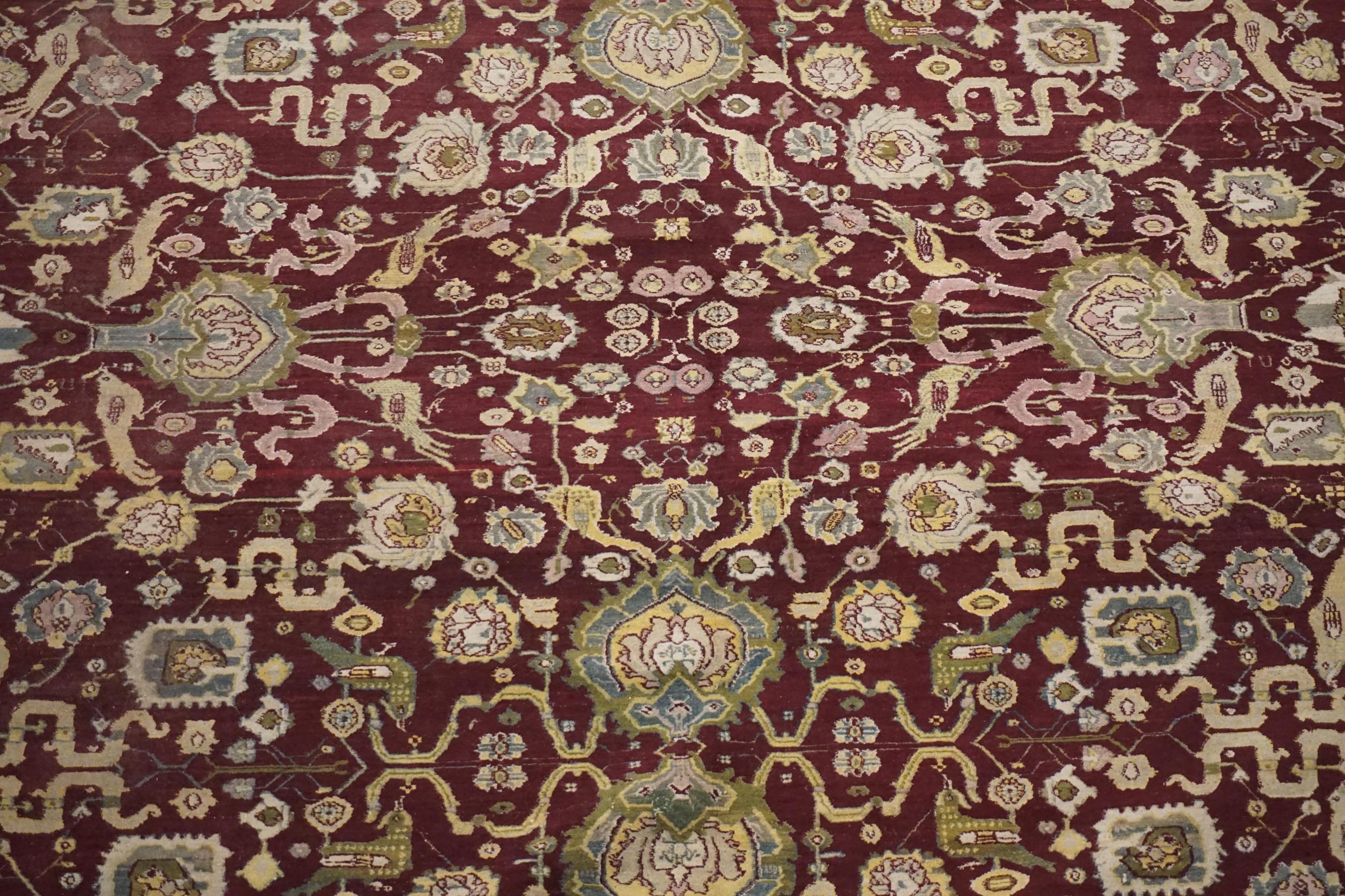 Hand-Knotted Antique Agra, circa 1890 For Sale