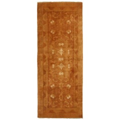 Antique Agra Copper and Brown Geometric-Floral Wool Runner
