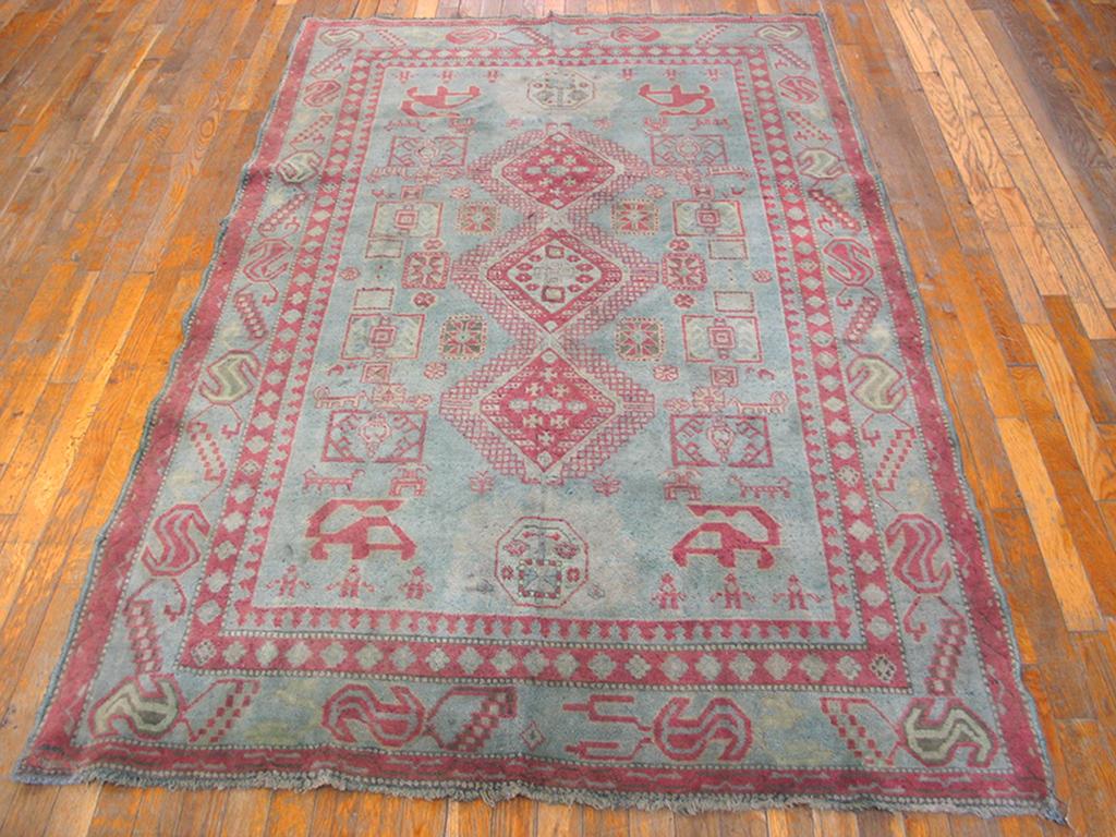 Hand-Knotted Antique Agra Cotton Rug For Sale