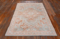 1920s Peach Medallion Antique Indian Agra Cotton Rug 4'0"x7'2" Knotted Carpet