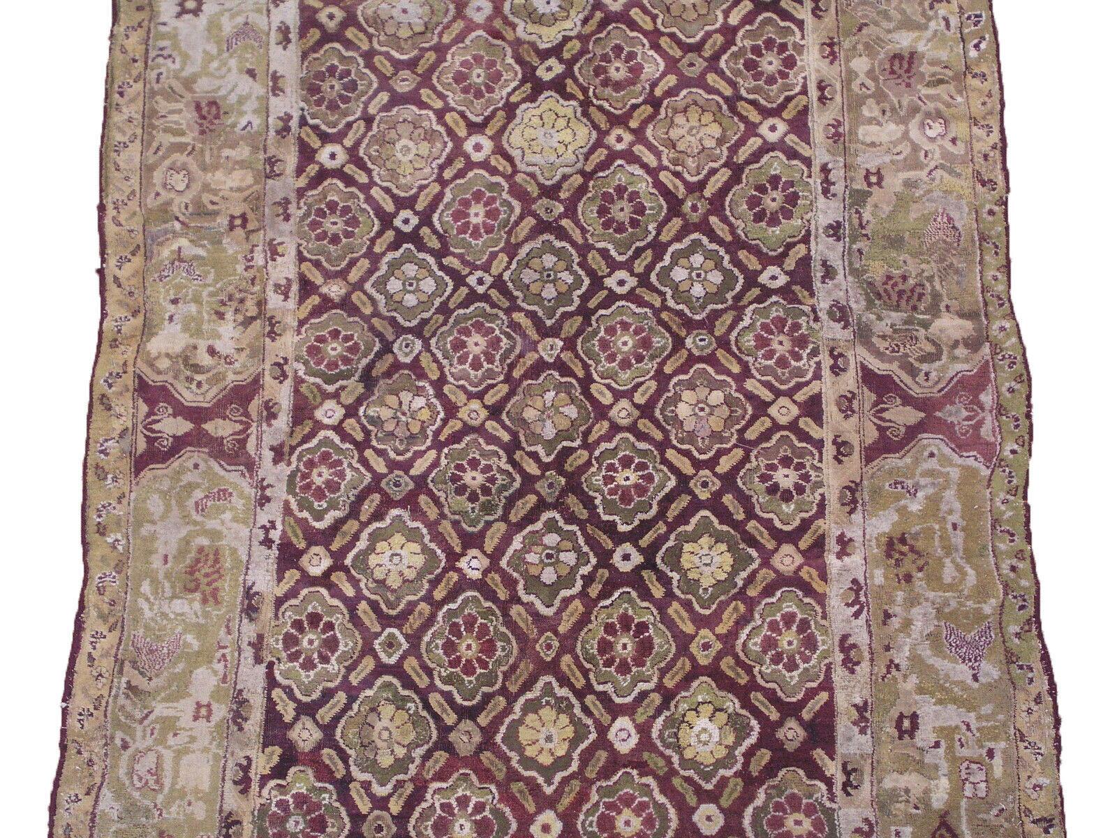 Hand-knotted wool pile on a cotton foundation.

Circa 1880

Dimensions: 4'4
