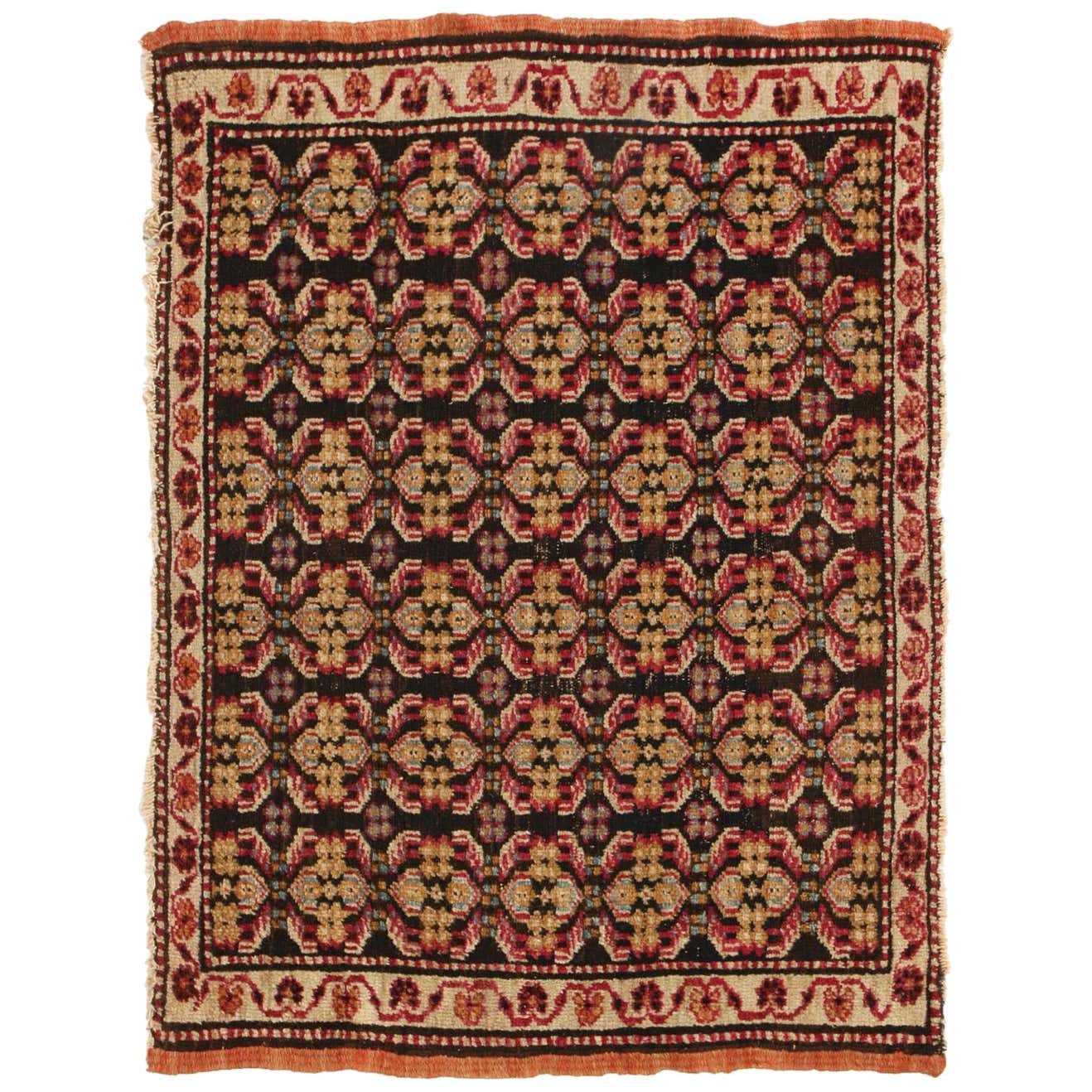 Antique Agra Geometric Beige and Red Wool Floral Rug by Rug and Kilim ...
