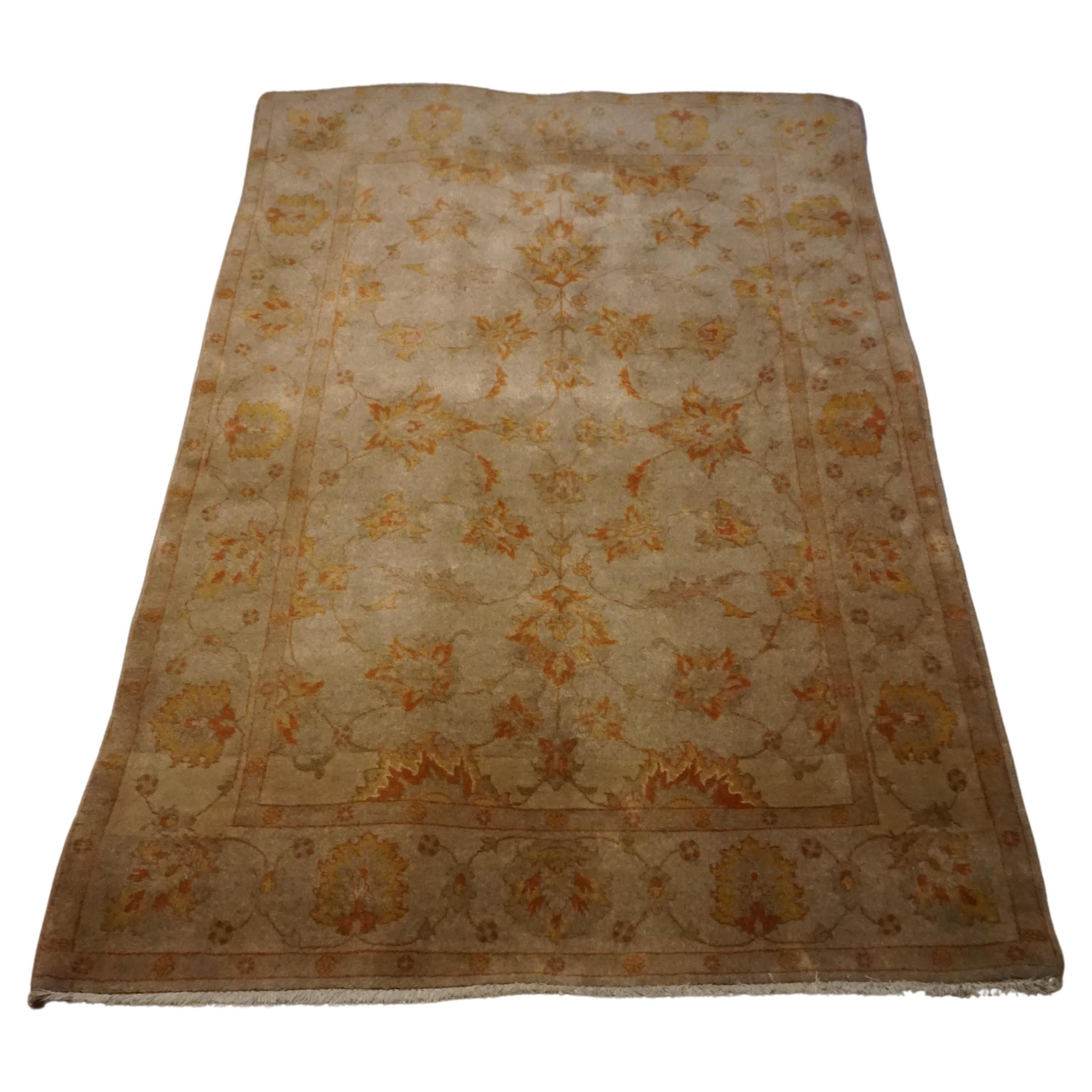 Antique Agra Hand Knotted Autumn Hues Muted Wool Carpet