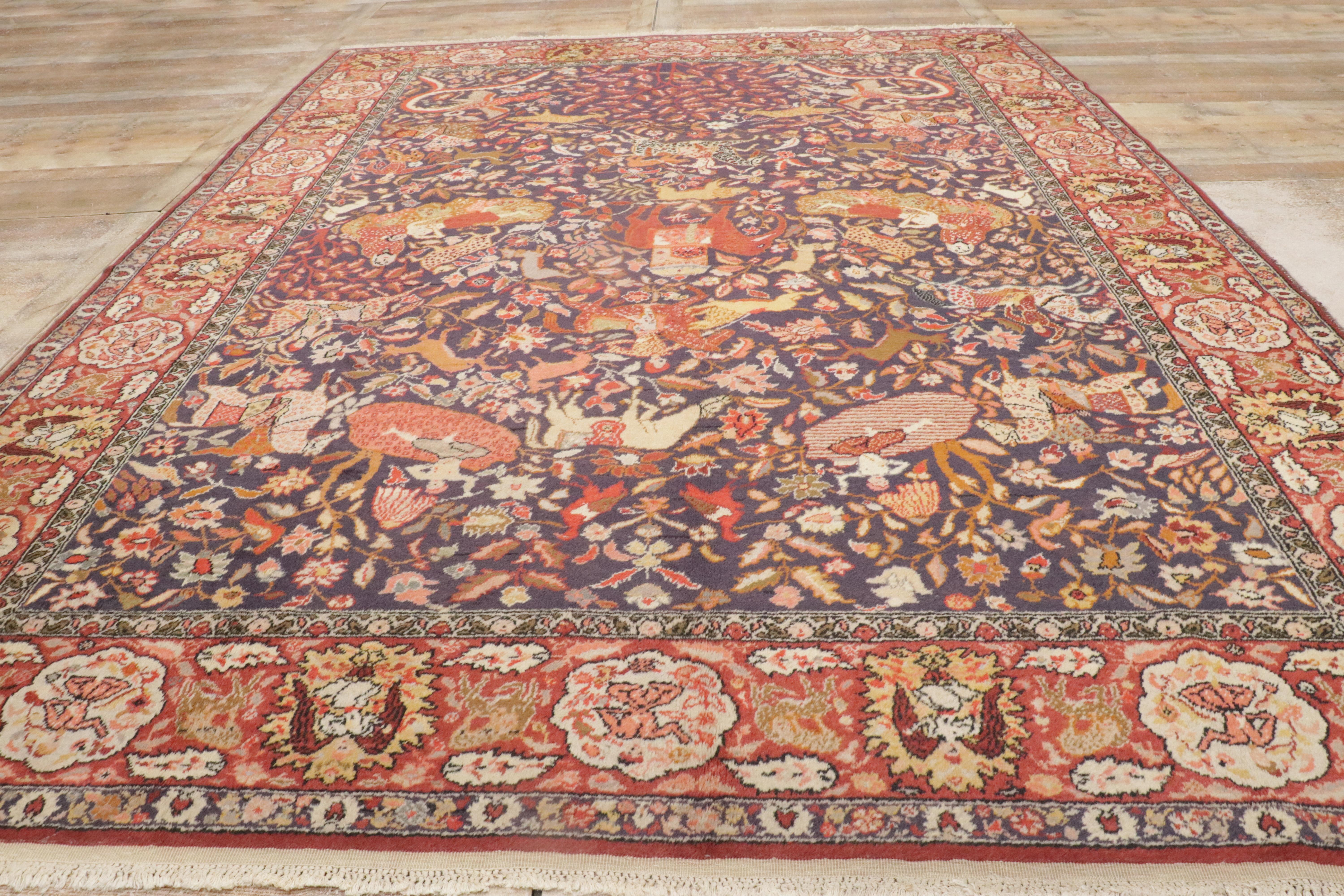 Antique Agra Indian Royal Hunting Rug with Traditional Style For Sale 9