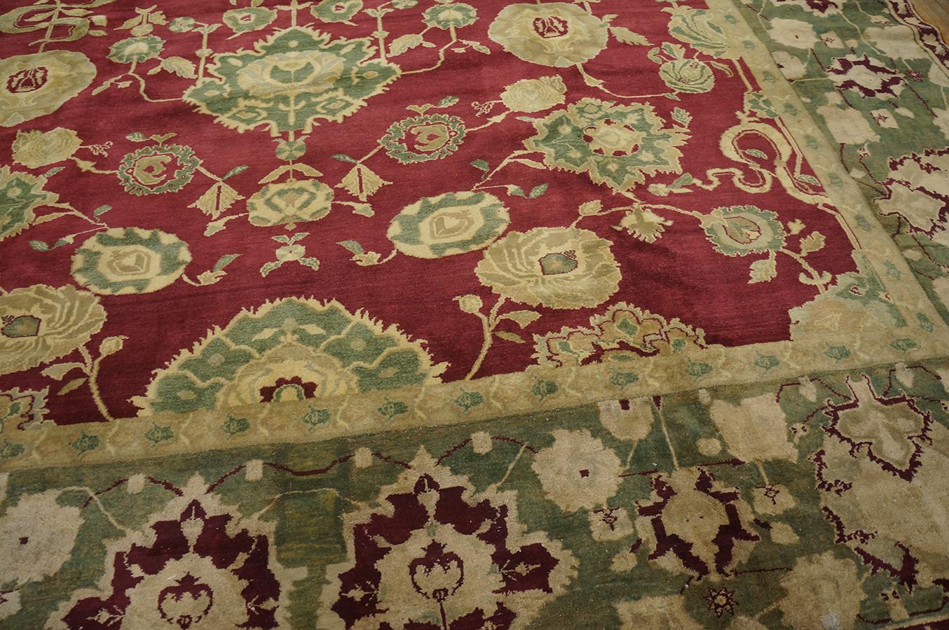 Wool 19th Century N. Indian Agra Carpet ( 11'4