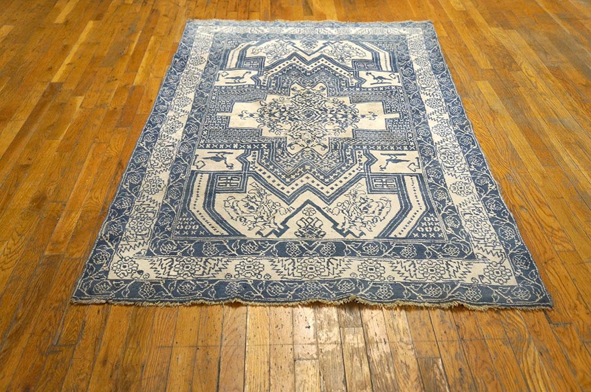 Antique Agra Indian rug, measures: 4' 0” x 6' 6”.