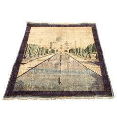 Antique Agra Pictorial Rug in Silk 5'2 x 4'3