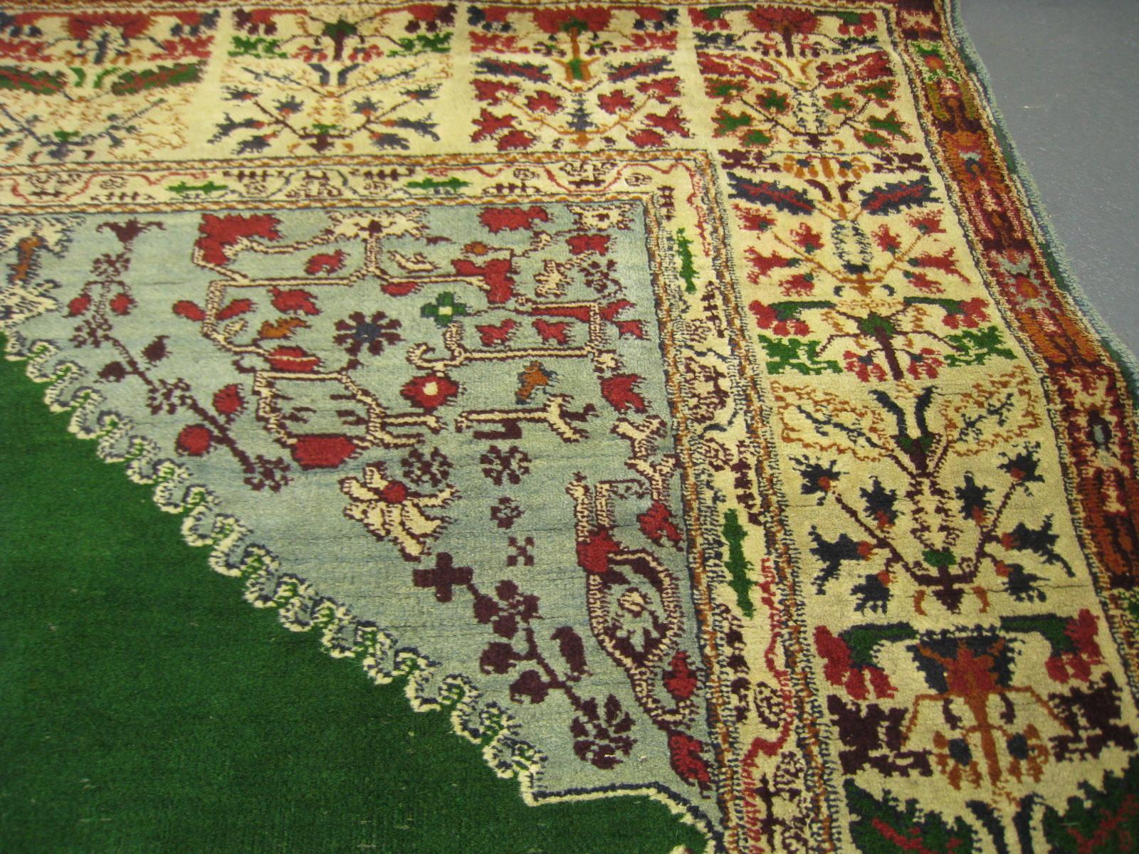 Hand-Knotted Antique Agra Prayer Rug For Sale