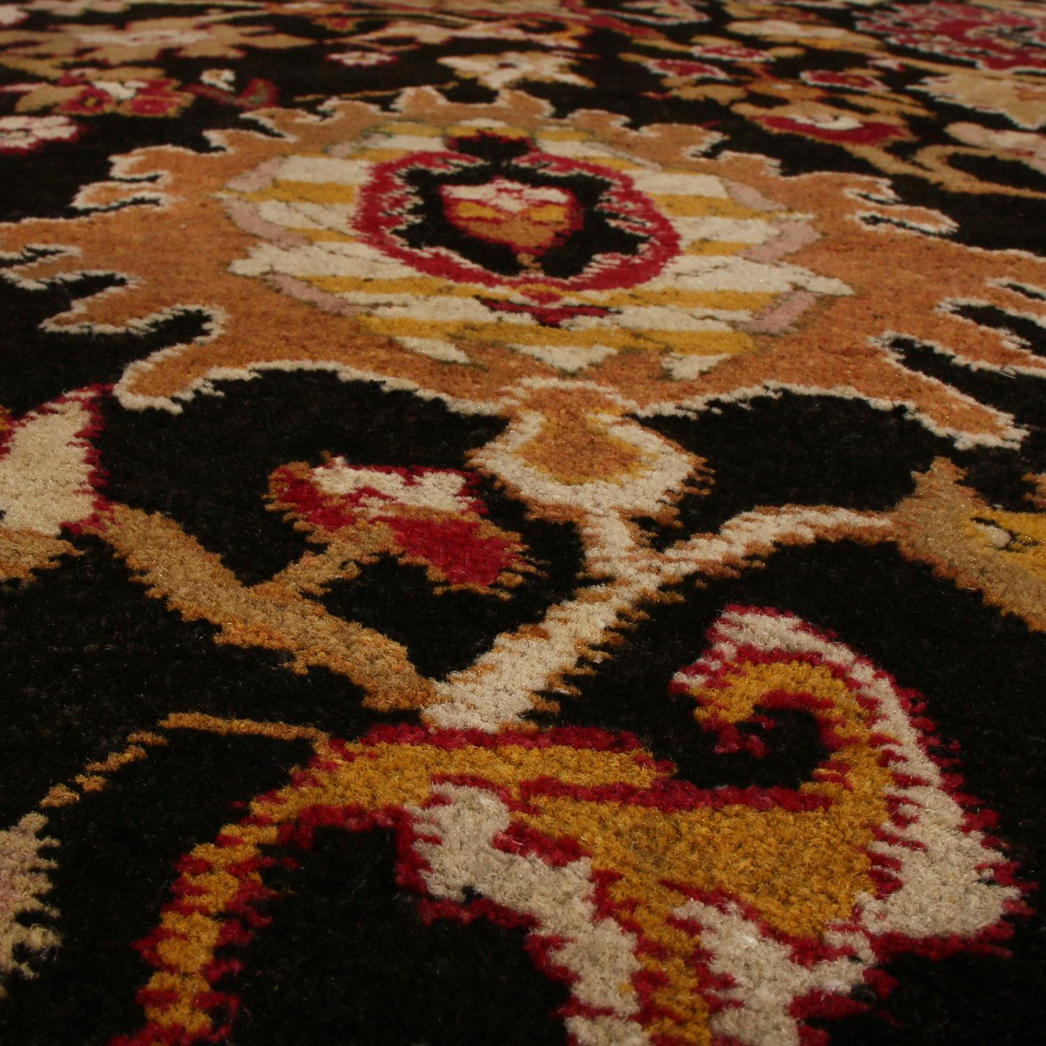 Hand-Knotted Antique Agra Red and Gold Wool Rug