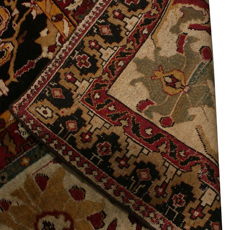 Antique Agra Red and Gold Wool Rug For Sale at 1stDibs