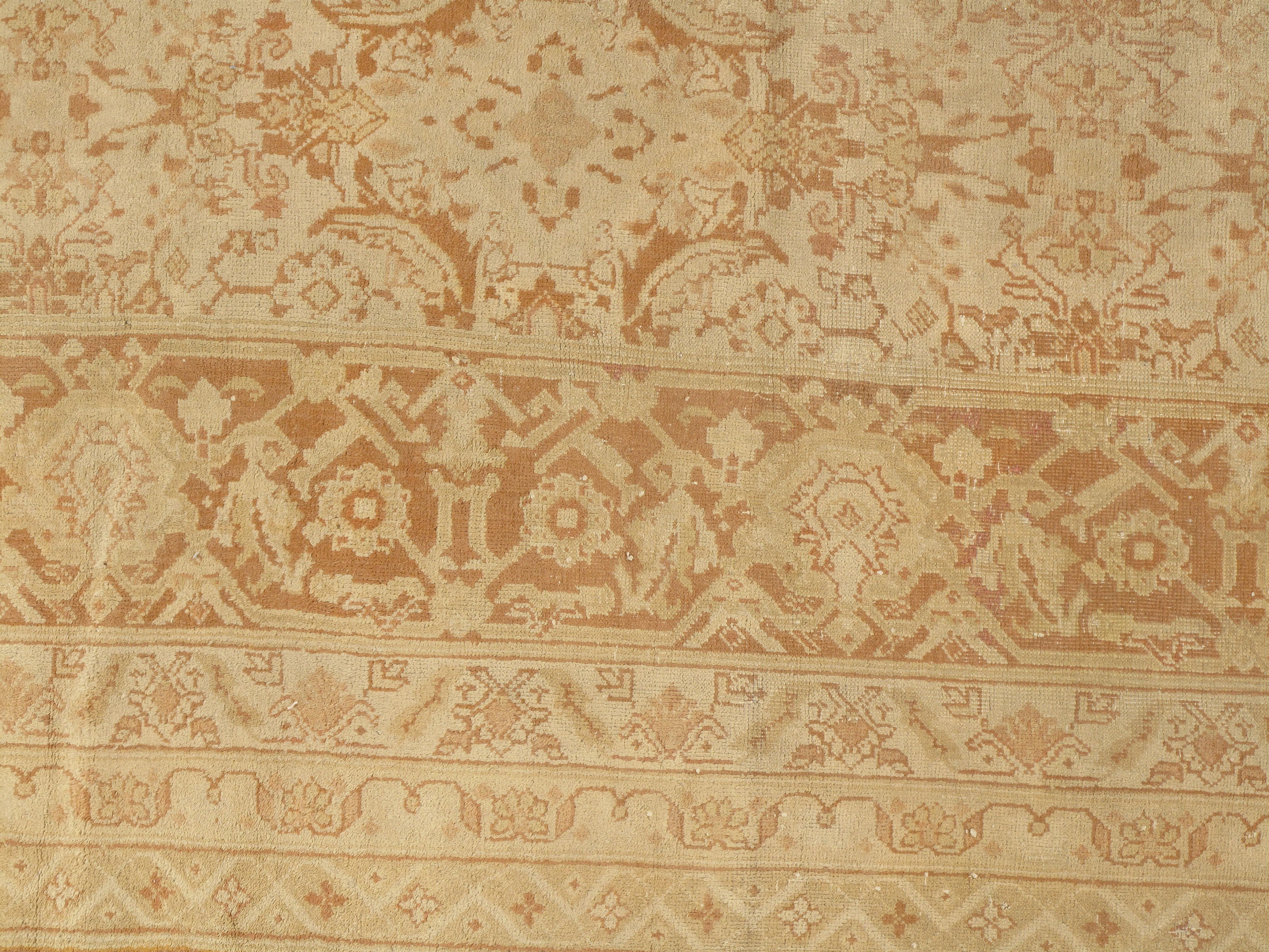 19th Century Antique Circa 1880 Indian Agra Dining Room Wool Hand Knotted Rug 11'8 x 15' For Sale