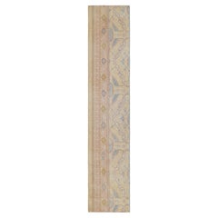 Antique Agra Rug Beige Pink Blue Geometric Indian Runner by Rug & Kilim