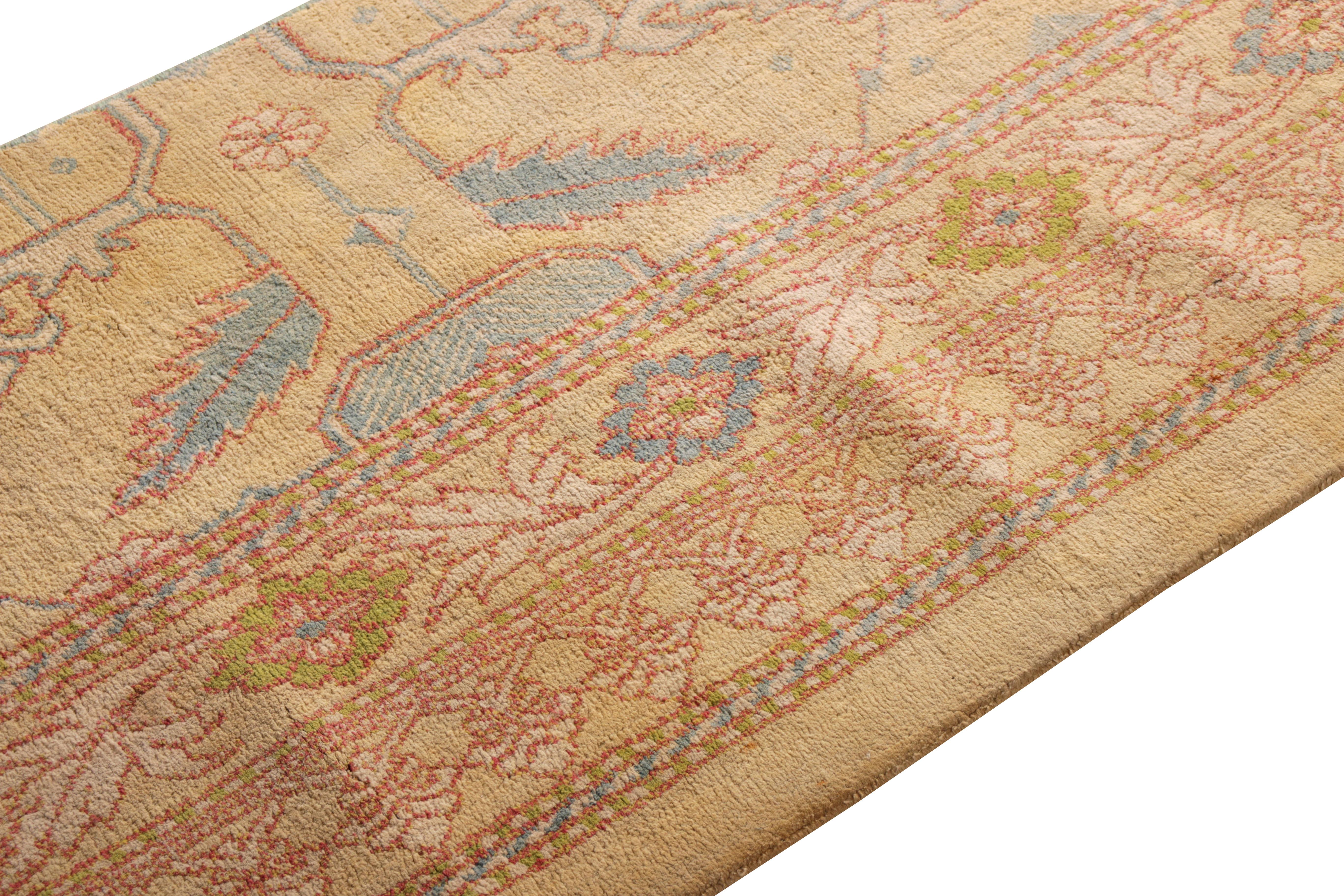 Antiker Agra Teppich Beige Rosa Blau Baumwolle Geometrisch Indisch Läufer von Rug & Kilim (Handgeknüpft) im Angebot