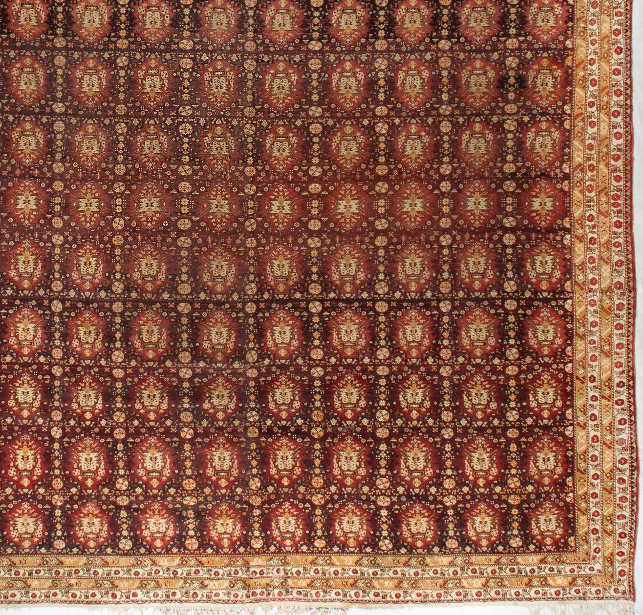 Indian Antique Square Agra Rug, circa 1880  18' x 18'8 For Sale