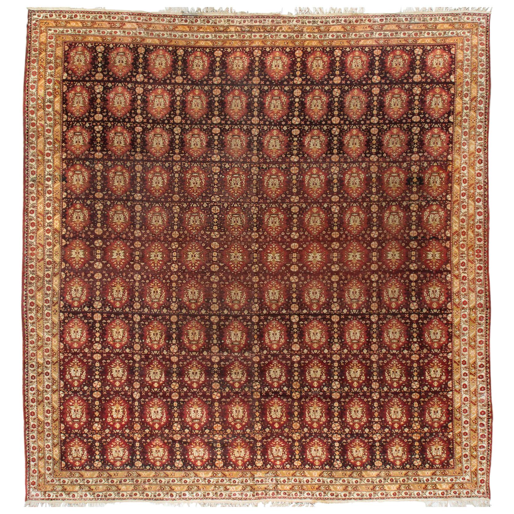 Antique Square Agra Rug, circa 1880  18' x 18'8