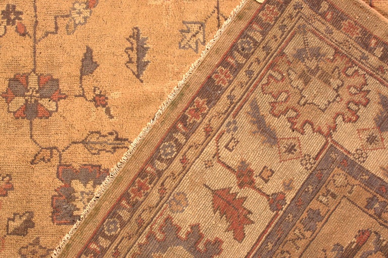 Antique Agra Rug in Beige-Brown and Red Floral Pattern by Rug and Kilim ...