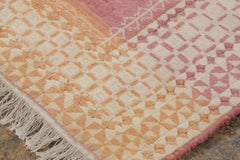 Antique Agra Rug in Pink, White and Gold with Geometric Patterns - Rug & Kilim
